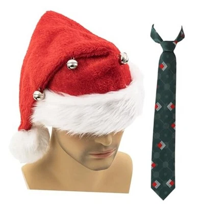 Sombrero Hombre Años 1989 Vacaciones Película Disfraz Accesorio Corbata Navidad Sombrero y Corbata Verde Foto 1 de 4