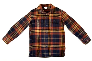 GAP Boys Orange/Yellow/Black Plaid Button Down Plaid Shirt Thick Size S (6-7) - Picture 1 of 7