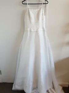 Henri Josef white organza embroidered beaded strapped wedding dress size uk 10 - Picture 1 of 12