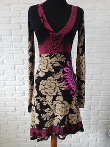 DESIGUAL Multicolor Negro Rojo Vestido Talla S Mangas Largas - Imagen 1 de 8
