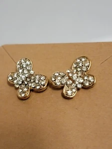 Glitzernder Schmetterling Edelstein durchbohrter Ohrring Silber Set schön nieten Vintage glänzend - Bild 1 von 6