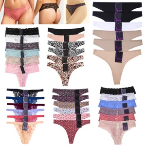 6 Women's Bikini Underwear Cotton Thong Panties Stretchy Briefs Small - Picture 1 of 1