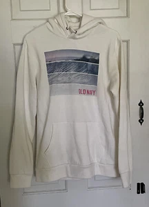 Old Navy Herren Medium Tall White Wave Graphic Pullover Hoodie Sweatshirt - Bild 1 von 2