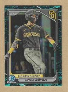 2024 Bowman Chrome SAMUEL ZAVALA Aqua Lunar Refractor #BCP-57 Padres 033/125 - Picture 1 of 2