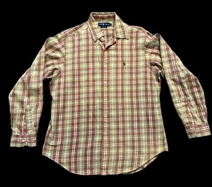 Polo Ralph Lauren Shirt Red Green Yellow Plaid Button Up Long Sleeve Pony Large - Picture 1 of 9