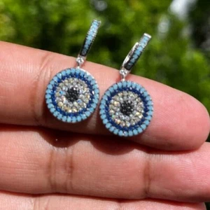 pendientes de plata para mujeres con brillantes de color azul - Bild 1 von 3