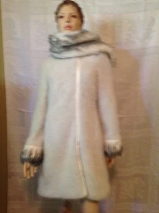 ARMANI COLLEZIONI White Angora Knit Coat with Attached Scarf sz 6 - Picture 1 of 12