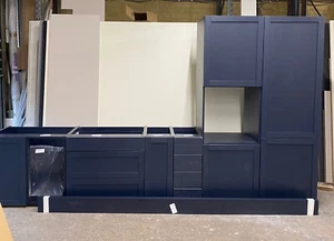 SKINNY SHAKER WOODGRAIN Indigo Medium Kitchen & Matching Units - BLUM Soft Close - Picture 1 of 13
