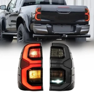REAR LED TAIL LIGHTS SMOKED REAR LIGHT LAMP LEDS FOR TOYOTA HILUX REVO 2016-2022 - Picture 1 of 10