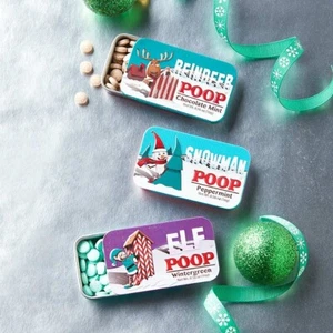 3 Novelty Mint Tins of Christmas Character Poop Sugar Free Fun Stocking Stuffer - Picture 1 of 1