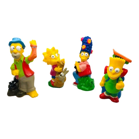 4 VTG The Simpsons Camping 1990 Burger King Happy Toy Figures Pop Culture Lot Cover