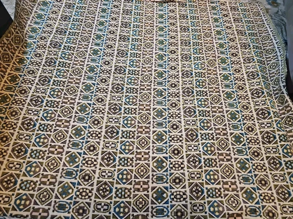 Southwestern Tapestry Beige Turquoise Purple Green Yellow Upholstery Fabric  - Image 1 of 4