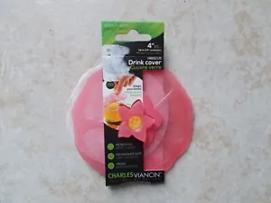 Charles Viancin Airtight Silicone Hibiscus 4" Drink Cover set of 2 - Picture 1 of 2