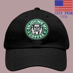 Sombrero negro de papá The Big Lebowski Enjoying My Coffee con parche de cuero - Imagen 1 de 2