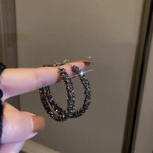 Gorgeous 925 Silver Hoop Earrings Jewelry Cubic Zirconia for Women Wedding Gift