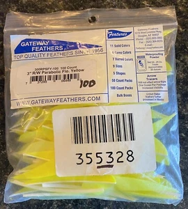 Gateway Feather 300 RPSFY Parabolic 3” RW Flo Yellow Feathers 100Pack - Picture 1 of 1