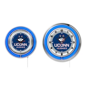 NCAA - Anillo doble de neón de Connecticut, logotipo reloj logotipo equipo universitario logotipo - Imagen 1 de 9
