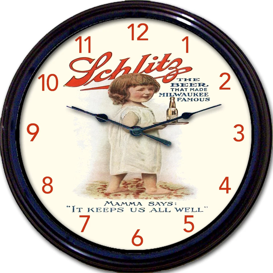 Reloj de pared Schlitz Beer Ad Milwaukee WI La cerveza que hizo famosa a Milwaukee 10" Foto 1 de 1