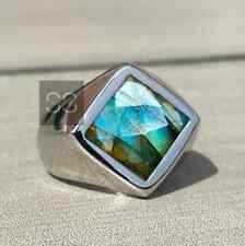 AAA+Fire Labradorite Men's Ring 925 Sterling Silver Statement Ring Gift For Him
