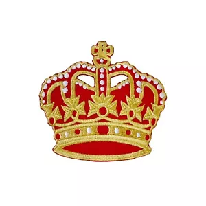 Parche bordado para planchar Royal Crown - diseño exclusivo real rojo y dorado - Imagen 1 de 3