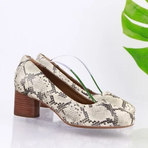 Clarks Womens Un Cosmo Pump Size 8.5 Gray Black Snakeskin Rounded Block Heel - Picture 1 of 10