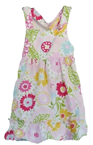 babyGAP Size 6-12 Months Pink Floral Gathered Smocked Jumper Dress - Foto 1 di 6