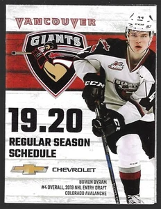 2019-20 Vancouver Giants WHL Hockey Schedule !!! White Spot & Chevron - Imagen 1 de 1