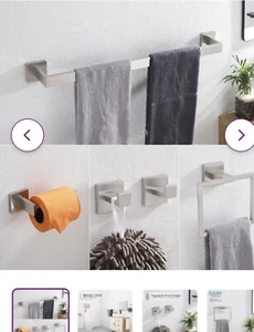 NIB 5 Piece Brushed Nickel Stainless Steel Towel Rack -  Bathroom Hardware - Picture 1 of 4