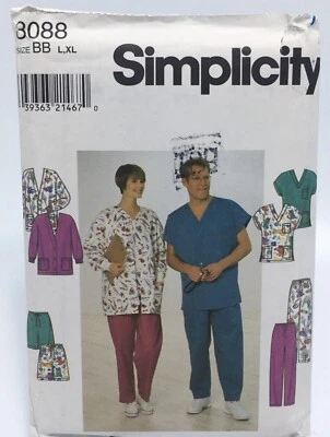 Scrubs Uniform Size L-XL 42-48 S8088 Jacket Top Pants Shorts Uncut Sewing Patter - Image 1 of 2
