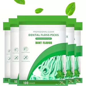 100 Dental Floss Sticks Interdental Tooth Harps Teeth Picks Oral Plaque Care - Picture 1 of 7