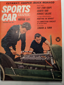SPORTS CAR GRAPHIC MOTORING 1962 FEB ABARTH 1000 FIAT 2300 RENAULT LAKE CASITAS