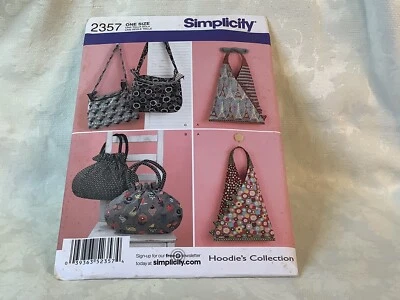 Simplicity Pattern #2357 One Size Cloth Bag Reversible Uncut Hoodies Collection - Image 1 of 2