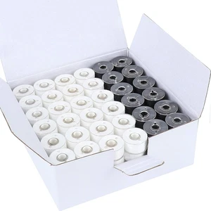 New brothread 144pcs 96White + 48Black 60S/290WT Prewound Bobbin Thread Plast... - Picture 1 of 6