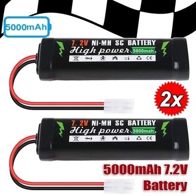 2X 7,2V 5000mAh NiMh Akku Batterie mit Tamiya Stecker für RC Auto Boot Drohne - Bild 1 von 4