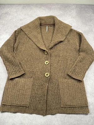 Free People свитер женщин средний коричневый шаль воротник кардиган карманы вязаный - Изображение 1 из 4