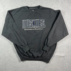 University of Connecticut Huskies Crewneck Sweater Men's Sz L Dark Gray Cadre - Picture 1 of 13