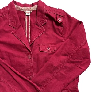 Vintage Old Navy XXL Red Cotton Military Style Jacket Casual Button Front - Picture 1 of 9