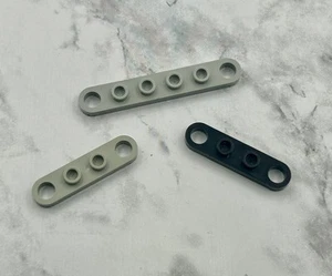 Lego Parts (3) L. Gray / Black Technic, Plate 1 x 4 & 6 Toothed Ends 4263 / 4262 - Picture 1 of 2