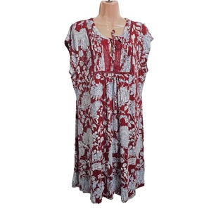 Tommy Hilfiger Round Neck Boho Floral Dress Women Size XL Red - Picture 1 of 13