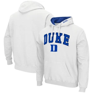 Men's Colosseum White Duke Blue Devils Arch & Logo 3.0 Pullover Hoodie - Picture 1 of 3