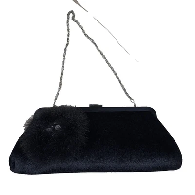 Bolso de mano vintage de terciopelo con detalle de piel sintética y diamantes de imitación Foto 1 de 4