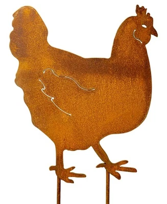 Edelrost Gartenstecker Henne Huhn Rost Gartendeko Metall Gartendekoration Deko - Bild 1 von 2