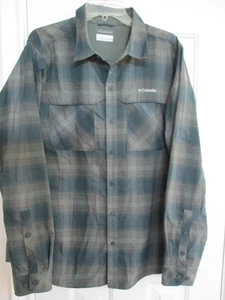 Camicia Columbia uomo manica lunga buttondown verde a quadri taglia GRANDE - Foto 1 di 6