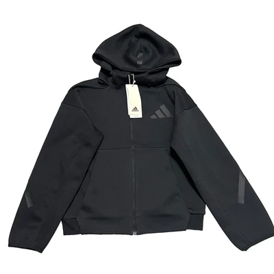 阿迪达斯Z.N.E. 轨道夹克儿童 M 黑色全拉链连帽衫运动标志 JF2847 全新带标签 — 第 1/4 张图片