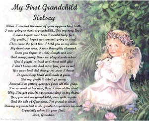 FIRST GRANDCHILD PERSONALIZED ART POEM MEMORY BIRTHDAY GIFT - Picture 1 of 2