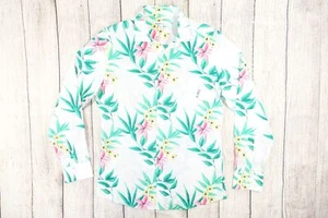 BAR III 3 HAWAIIAN TROPICAL WHITE MEDIUM SLIM FIT STRETCH BUTTON FRONT SHIRT - Picture 1 of 8