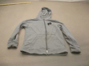 Air Jordan Size 6 Boy Gray Cotton Blend Full Zip Hood Pocket Athletic Jacket 149 - Picture 1 of 7