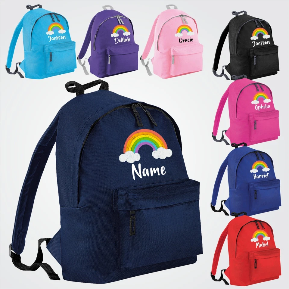 Personalised School Backpack Children Rainbow Custom Name Bag Kids Fashion Bag