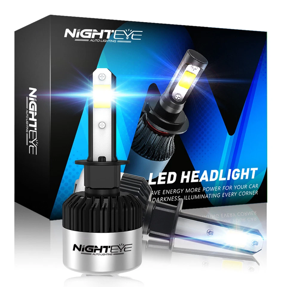 NIGHTEYE 9000LM H1 LED Headlight Bulbs Car High Low Beam 72W 6500K Cold White UK - Image 1 of 4