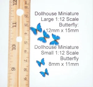 Puppenhaus Miniatur 5 realistische blaue Morpho Schmetterlinge Maßstab 1:12 OOAK NEU!! - Bild 1 von 2